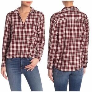 Madewell Arion Plaid Long Sleeve Top Red Size S